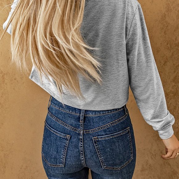 Gray Expose Seam Knitted Patchwork Cropped Top - Picture 4 of 4